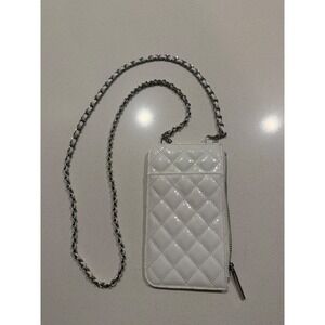 Like Dreams White Quilted Crossbody Phone Wallet Chain Strap Snakeskin Texture